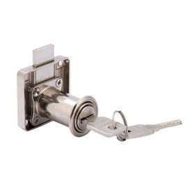 Zerodis Cylinder Cupboard Drawer Lock Zinc Alloy Cabinet Deadbolt Lock Square Base Screw Fixed Furniture Security Lock with 2 Keys(138-32)