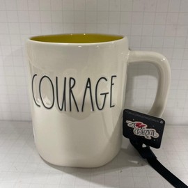 Rae Dunn COURAGE Mug - THE WIZARD OF OZ Series - Double sided - Ceramic - Dishwasher and Microwave safe