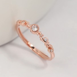 Meissa Sterling Silber Ring für Frauen zierlicher Diamant Prinzessin Ring Blatt Rebe Stapelring Daumenring Index Ring Zirkonia Größe verstellbar (Rose Gold)