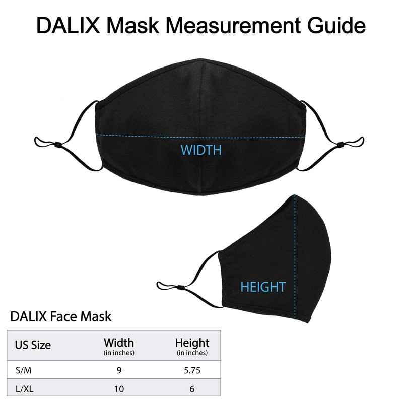 DALIX Cloth Face Mask Reuseable Washable in Black Made in
