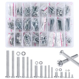 M2 M3 M4 M5 Screws Set 1320 Pieces Rounded Head Screws Thread Screws Set Screws Nuts Set, Phillips Screws with Hex Nuts and Washers, Machine Screws Assortment Kit