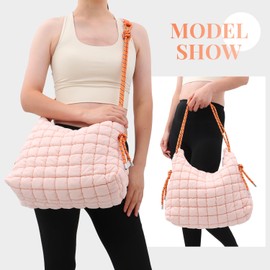 Freiesoldaten Puffer Tote Bag for Women Lightweight Quilted Crossbody Shoulder Bag Soft Puffy Large Purse