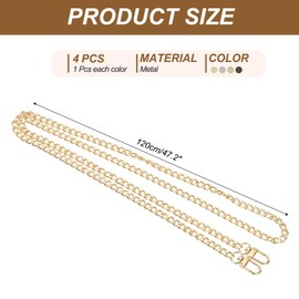 PATIKIL 47.2" Flat Purse Chain, 4 Pack Chain Purse Strap Handbag Chains Crossbody Straps Extender for Tote Wallet Clutch Satchel Short Bag, 4 Colors