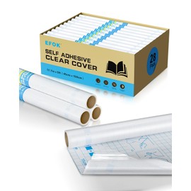 28 Pack Clear Contact Paper Book Cover, Clear Contact Paper Roll Peel and Stick, Self-Adhesive Protector for Crafts, 17.7in×5ft Total 140ft, Book Covers for Paperbacks Textbooks