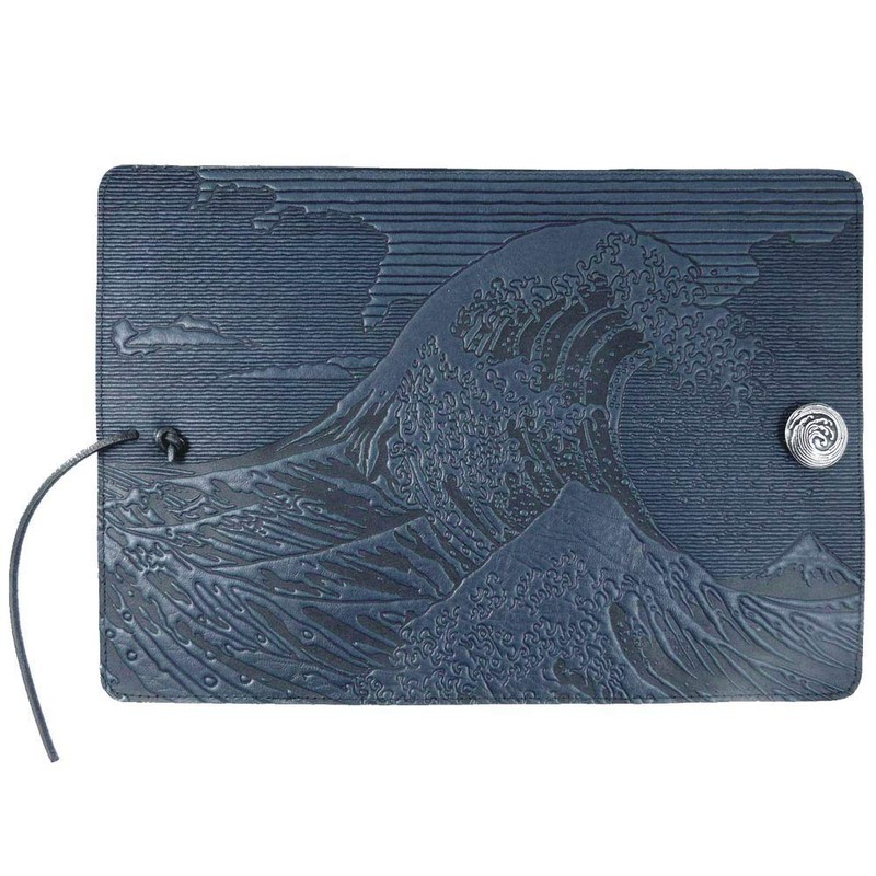 Modern Artisans Hokusai Wave American-Made Embossed Leather Writing Journal Cover,