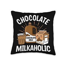 Chocolate Milk Lover Food Eater Quotes Graphic Chocolate Milkaholic Milk Food Eater Lover Quotes Graphic Throw Pillow, 16x16, Multicolor