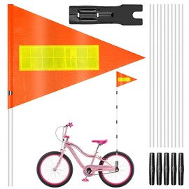 HONGECB Bicycle Pennant, Orange Safety Flag 180 cm, Bicycle Pennant Flag, Children's Bicycle Flag, Safety Flag, Adjustable Bunting Pole, Reflective Children's Bicycle Flag, Warning Sign