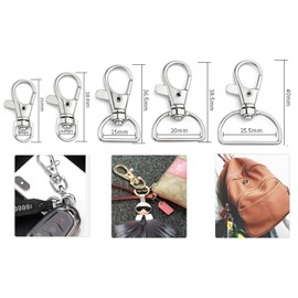 Swivel Keychain Clips, D Ring (10mm) Metal Key Chain Hooks Clips (Silver, 40pcs), for Key Ring/Rings Crafts/Layard/Wallet/Bag Packbag Luggage