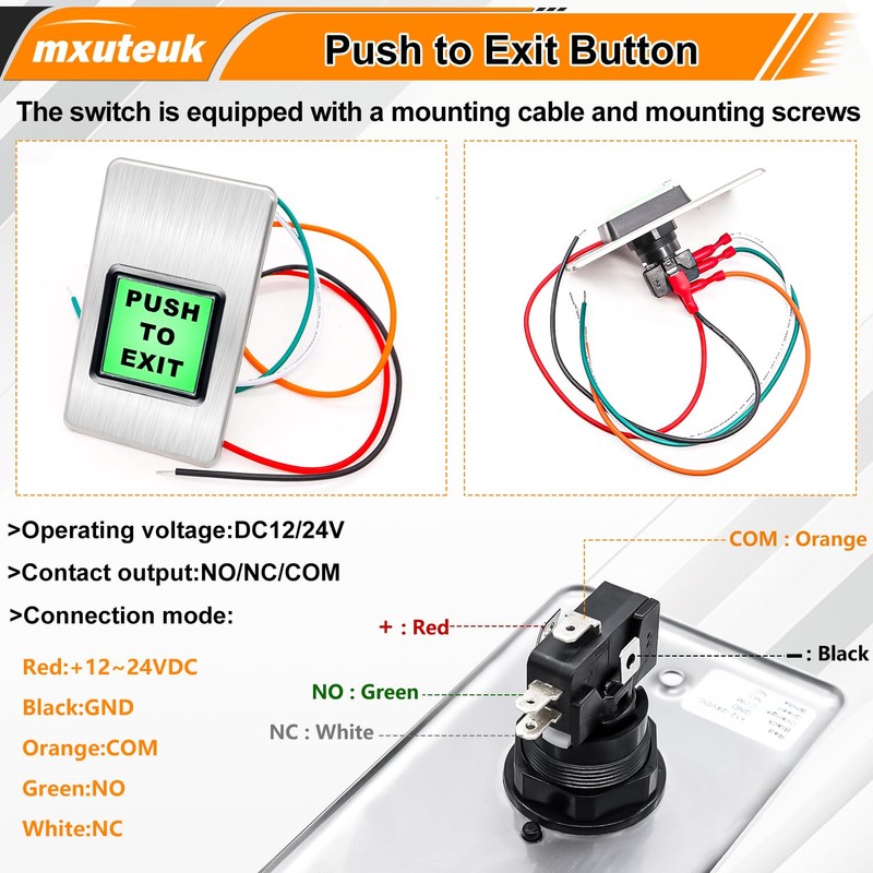mxuteuk Push to Exit Button,Indoor Green Square Request to Exit
