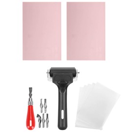 Kit de herramientas de inicio de impresión de bloques con herramienta de corte de linóleo, papel de calco, bloque de goma, rodillo Brayer para manualidades de tallado de sellos de bricolaje