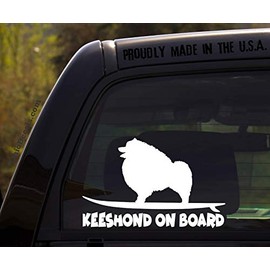 OhioDecals.com Keeshond on Board - Funny Dog Breed Decal Sticker for car or Truck Window