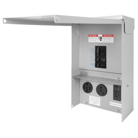 RV Electrical Panel Temporary Power Outlet Panel with Prewired Circuit Breaker Box 20 30 50 Amp Receptacle Installed Power Outlet Weatherproof for Hookup RV Camper Travel Trailer Motorhome