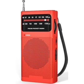 Goodes Portable Radio Am Fm for Home Outdoor, Transistor Radio 2AA Battery Powered with Long Range Reception, Loud Speaker, Transistor Antenna, Earphone Jack, Small Gifts for Seniors Elderly-Red