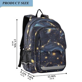 senya School Backpack Kids College Rucksack Travel Bookbag Fashion Back Pack Girls Boys Dolphin Starry Sky