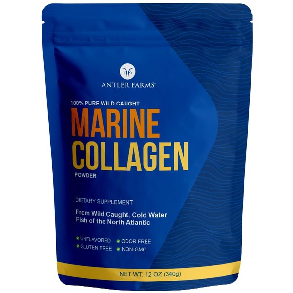 Antler Farms - 100% Pure, Clean Marine Collagen Powder from Wild Caught Pacific Snapper, 12 oz – Soluble in Hot or Cold Liquids, Highly Bioavailable, Rapid Absorption, No Taste or Smell