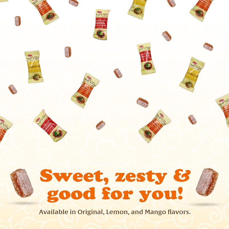 Pocas Ginger Chews, Variety Pack - Mango, Original, and Lemon