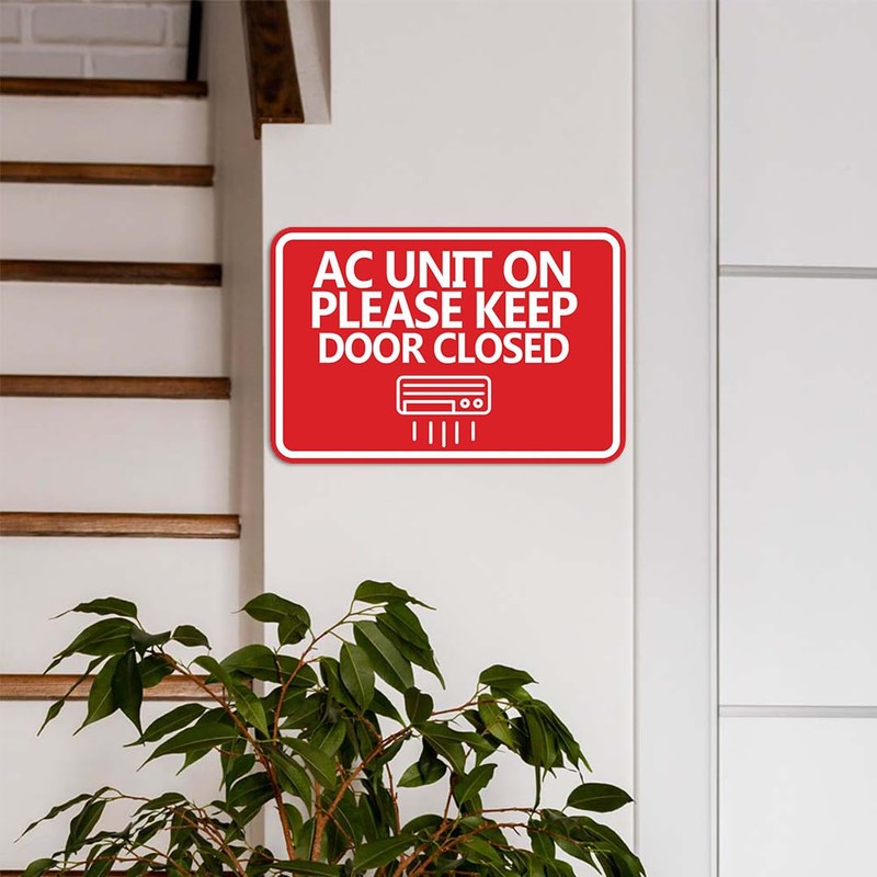 Classic Framed AC Unit On Please Keep Door Closed Sign