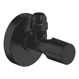GROHE Angle Valve (1/2 Inch, Compression Fitting Diameter 10 mm, Ergonomic Metal Handle) Matte Black, 220732430