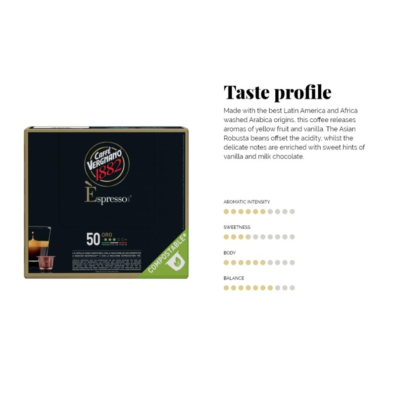 Caffè Vergnano 1882 , Compostable capsules compatible with Nespresso® –
