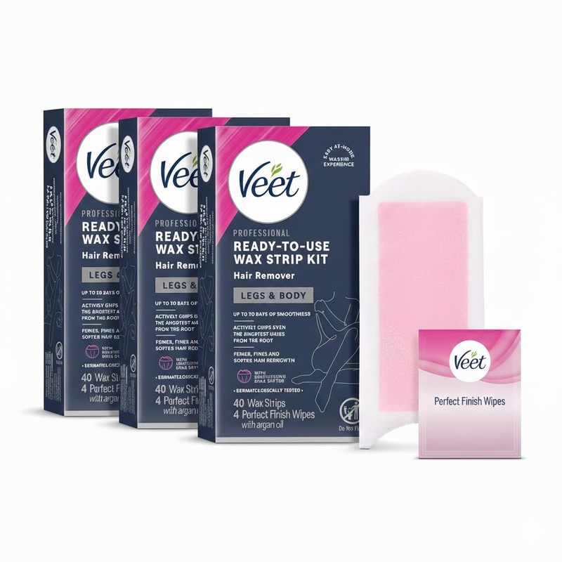 VEET Ready-To-Use Waxing Kit For Women, Wax Strips For Body