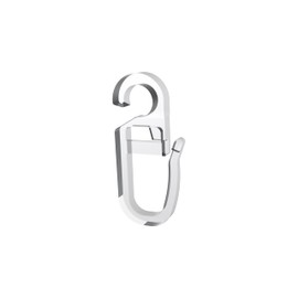 Interdeco Folding Hooks with Eyelet 6.2 mm Diameter, Clip Over Hooks for Curtain Rod Rings, Plastic in Crystal Clear (Pack of 10)