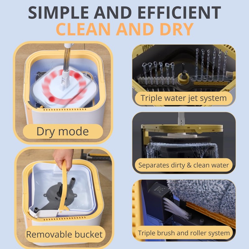 True & Tidy® TrueClean Spin Mop 2.0 w/Detachable Inner Bucket,