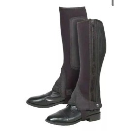 Tough 1 English Riding Half Chaps - Neoprene Water Resistant Synthetic Suede-XLarge