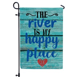 WutePade The River is My Happy Place Autumn Flags for Outside Farmhouse Garden Flags for Outside, Garden Flag Fall Funny Christmas Thanksgiving Welcome Holiday Flags 12 x 18 Inches Double Sided