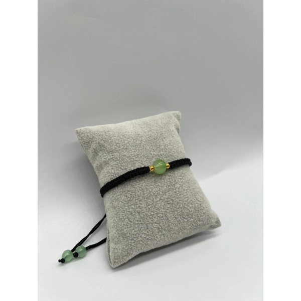 Jade Stone Green Black String Adjustable Bracelet Pack of 12