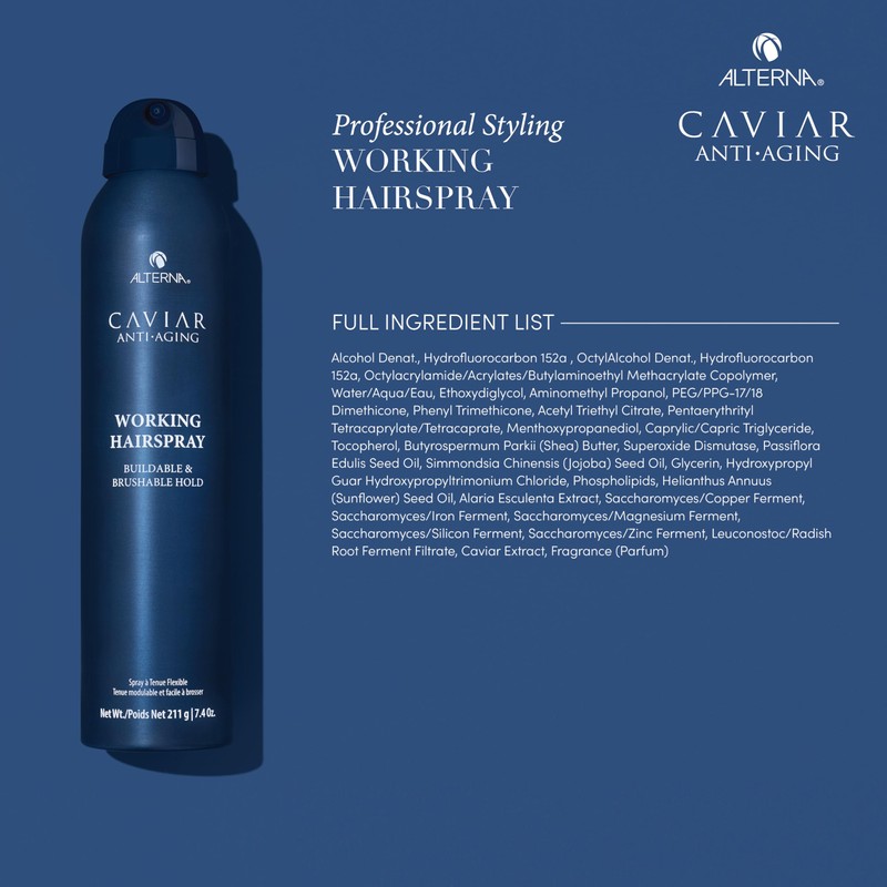 Alterna Caviar Working Hairspray | Buildable, Brushable Hold | Helps