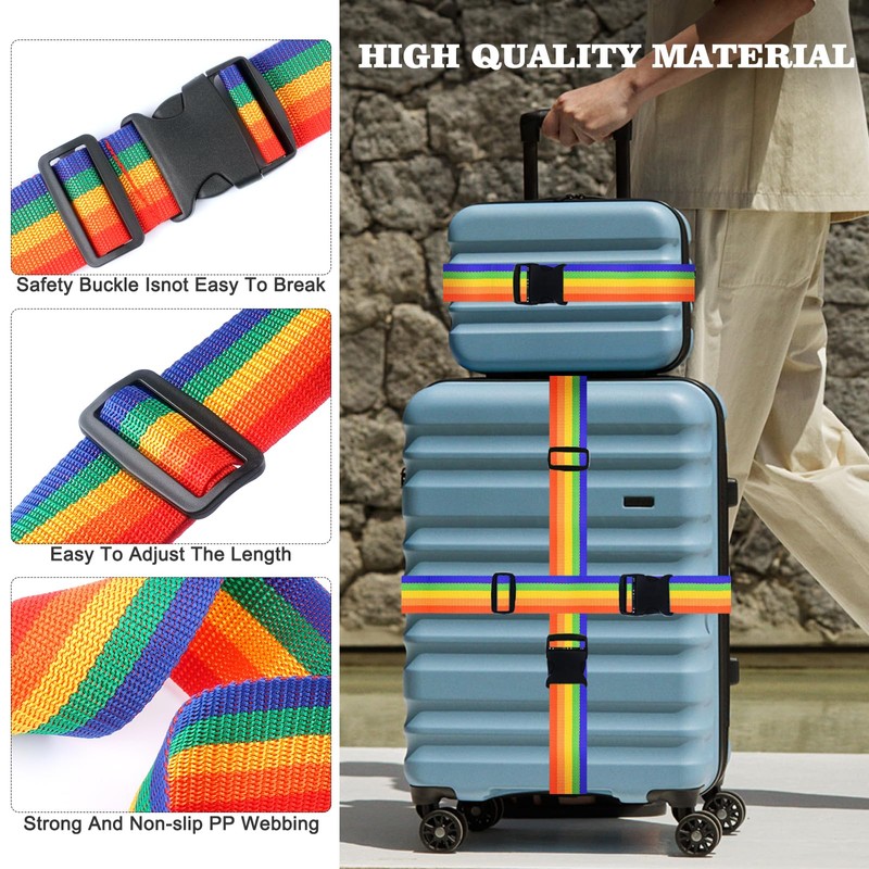 PUWOWYE Pack of 4 Suitcase Straps, Suitcase Strap Eye-catching, Luggage