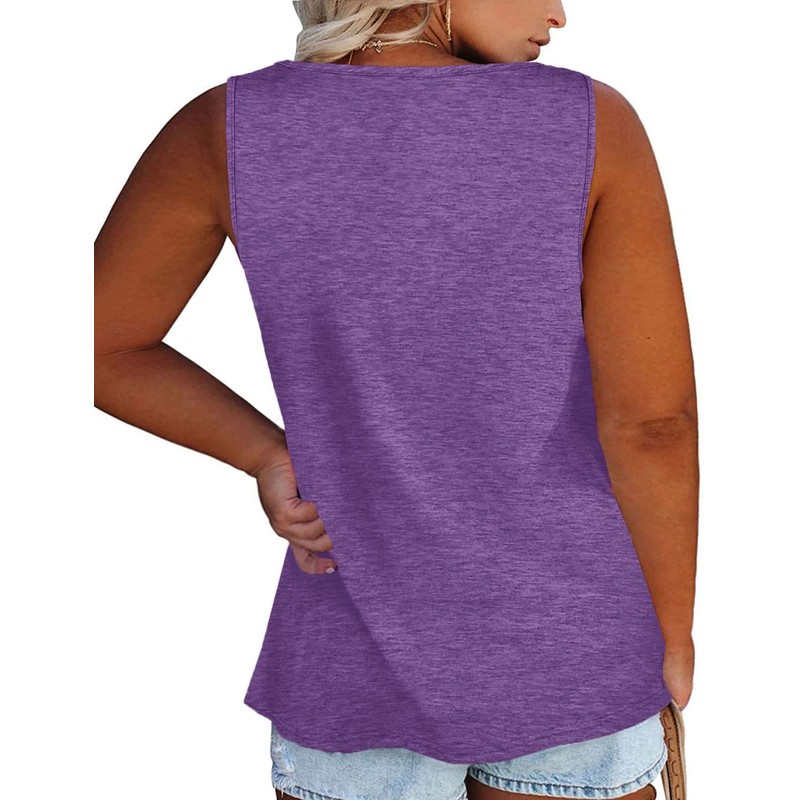 Plus Size Tank Tops for Women Summer Sleeveless Henley T-Shirts