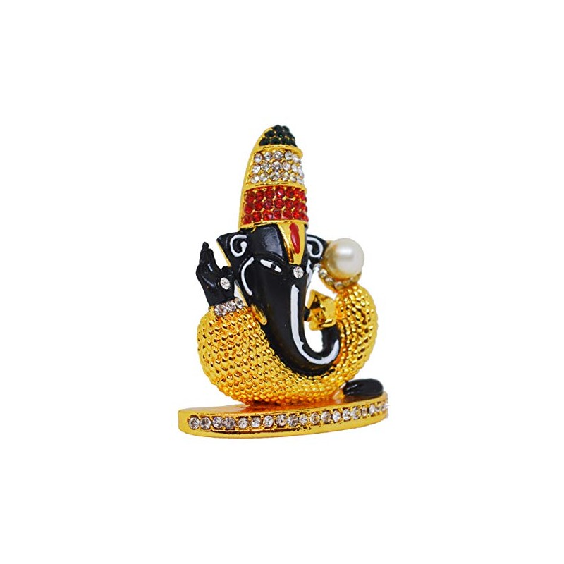 Saubhagya Global Pranav God Ganesha 7CM (Black) Multicolour Gold Plated