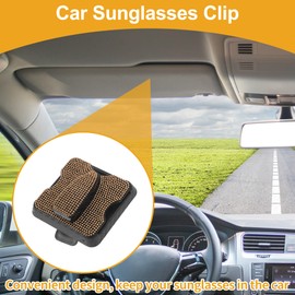 Motoforti Car Sunglasses Clip Universal Sun Visor Eyeglasses Holder Clip Plastic,Rhinestones Champagne 8.5x8.5cm 1 Pcs