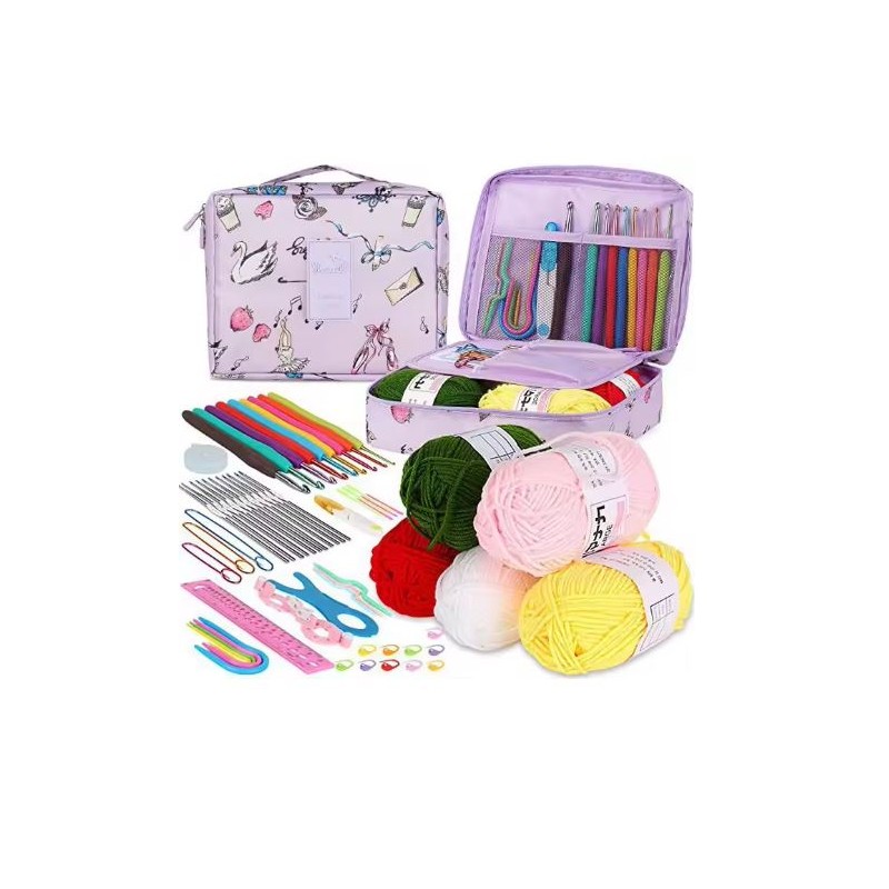 58-Piece Crochet Starter Kit for DIY Yarn Projects – Blue