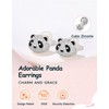 Panda Earrings, Women's, Cute Panda Earrings, Silver, Hypoallergenic, Zirconia, Birthday,