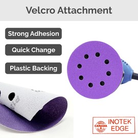 INOTEK EDGE 60pcs Sandpaper 5 Inch for Orbital Sander 8 Hole (Purple Series) Ceramic Oxide Hook and Loop Sanding Discs, No Swirl Marks, Highest Durability & Minimal Clogging, Papier Sablé