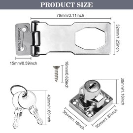 ADERTOS Keyed Hasp Lock Hasp and Staple with Padlock, Heavy Duty Shed Lock Door Lock Hasp Twist Knob Keyed Locking Hasp Safety Door Clasp Gate Lock with Key for Cabinets Cupboard Drawer Gate (3 Inch)