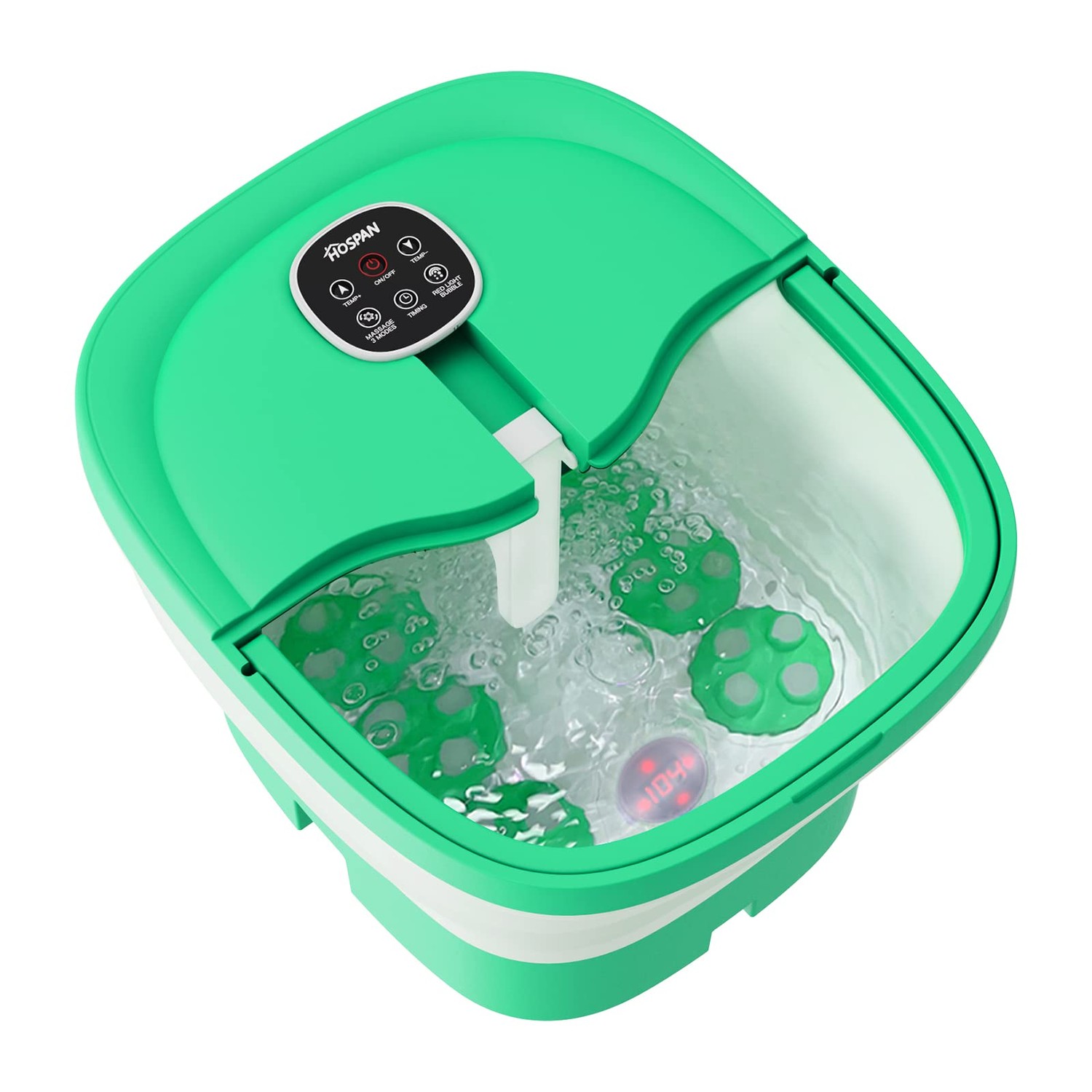 HOSPAN (2022.8 Upgrade Collapsible Foot Spa Electric Rotary Massage, Foot Bath with Heat, Bubble