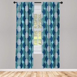 Lunarable Circle Window Curtains, Flower of Life Design Vintage Fifties Midcentury Atomic Art Movement Inspired, Lightweight Decorative 2-Panel Set & Rod Pocket, Pair of - 28" x 95", Aqua Coconut