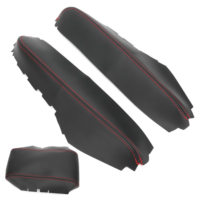 3pcs Center Console Armrest Pad Covers PU Leather Protectors Fit