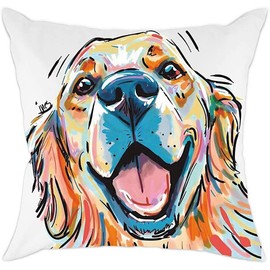 The Beach Stop Decorative Watercolour Golden Retriever Dog Scatter Cushion Cover | Home Decor Gift Idea | 45x45cm 18x18” | Labrador