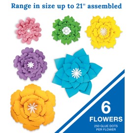 Carson Dellosa Creatively Inspired 3D Paper Flowers Decorations, 6 Colorful Large Paper Flowers for Flower Wall, Wedding, Bulletin Board, Cork Board, Party, Classroom Decor & More