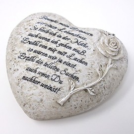 Trauer-Shop, Mourning Heart, Heart with Saying "Bewahr Mein Erinnern wie einen Lebenskuss. So bleib ich Nearby" 18 cm Pack of 1