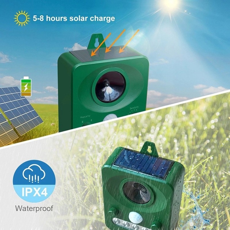 Ultrasonic Animal Repeller Solar USB Charging Electronic Animal Repeller Outdoor