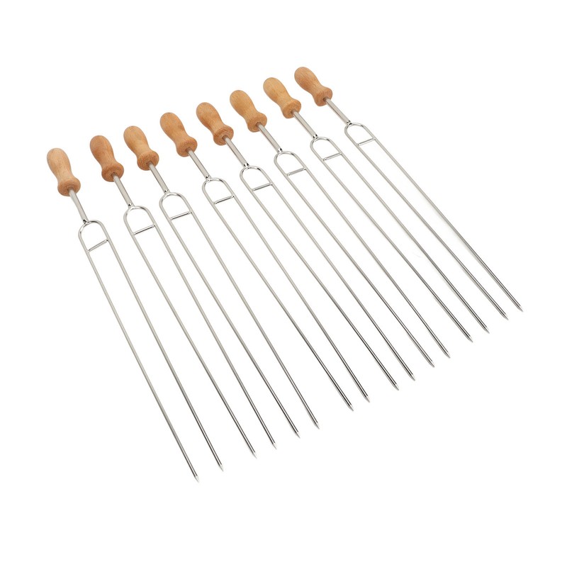 8 Pcs Stainless Steel Barbecue Fork Roasting Stick with Temperature