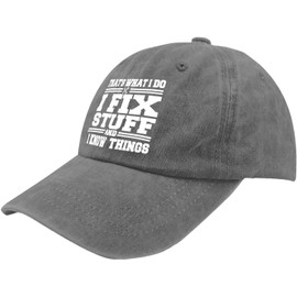 Himozoo Baseball Cap for Men Women Cotton, I Fix Stuff and I Know Things Vintage Dad Cap, Adjustable Stuff Cap for Men Funny (UK, Alpha, XL, Trucker Hat Lightgrey)