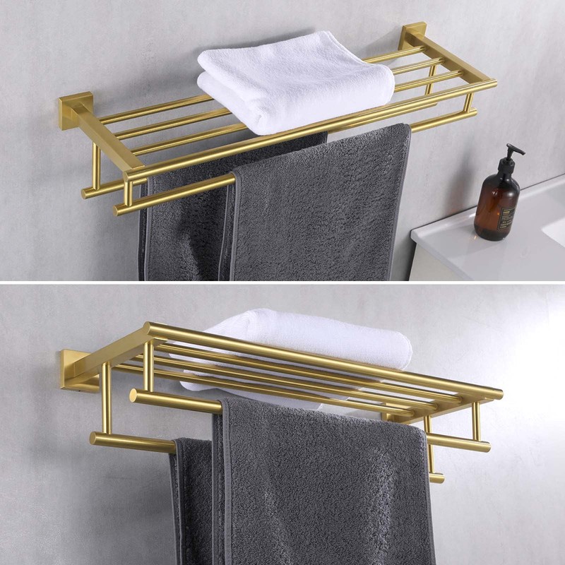 Bathroom Towel Shelf with Holder, Angle Simple SUS304 Stainless Steel