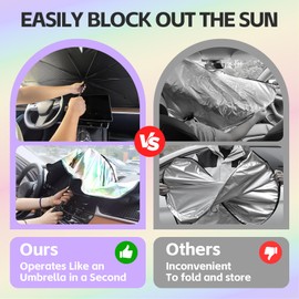 Windshield Sun Shade Custom Fit for Buick Enclave 2013-2019, Upgraded Iridescent Car Sunshade Cover Umbrella Accessories with 360° Anti-Scratch Handle