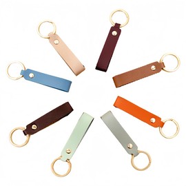 LYQNIHOB Pack of 8 Leather Key Rings Including Anti-Lost Ring for Car Keys, High-Quality Faux Leather, for Men and Women, Random Colour, multicoloured